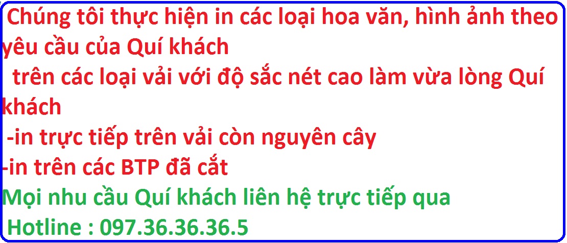 in  bông trên vải khổ lớn và trên BTP